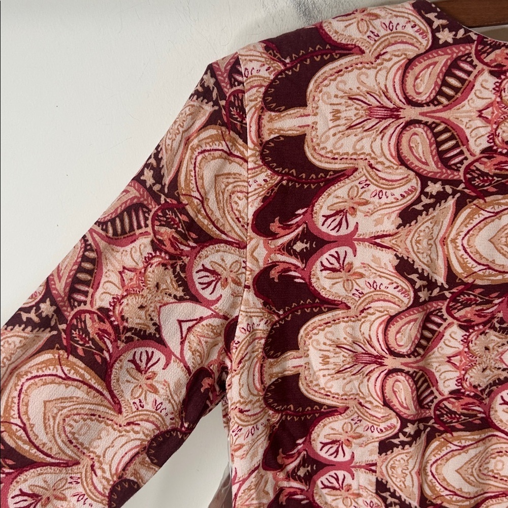 FREE PEOPLE Vibes Paisley Bell Sleeve Mini Dress Tunic Size 2 - Picture 8 of 16